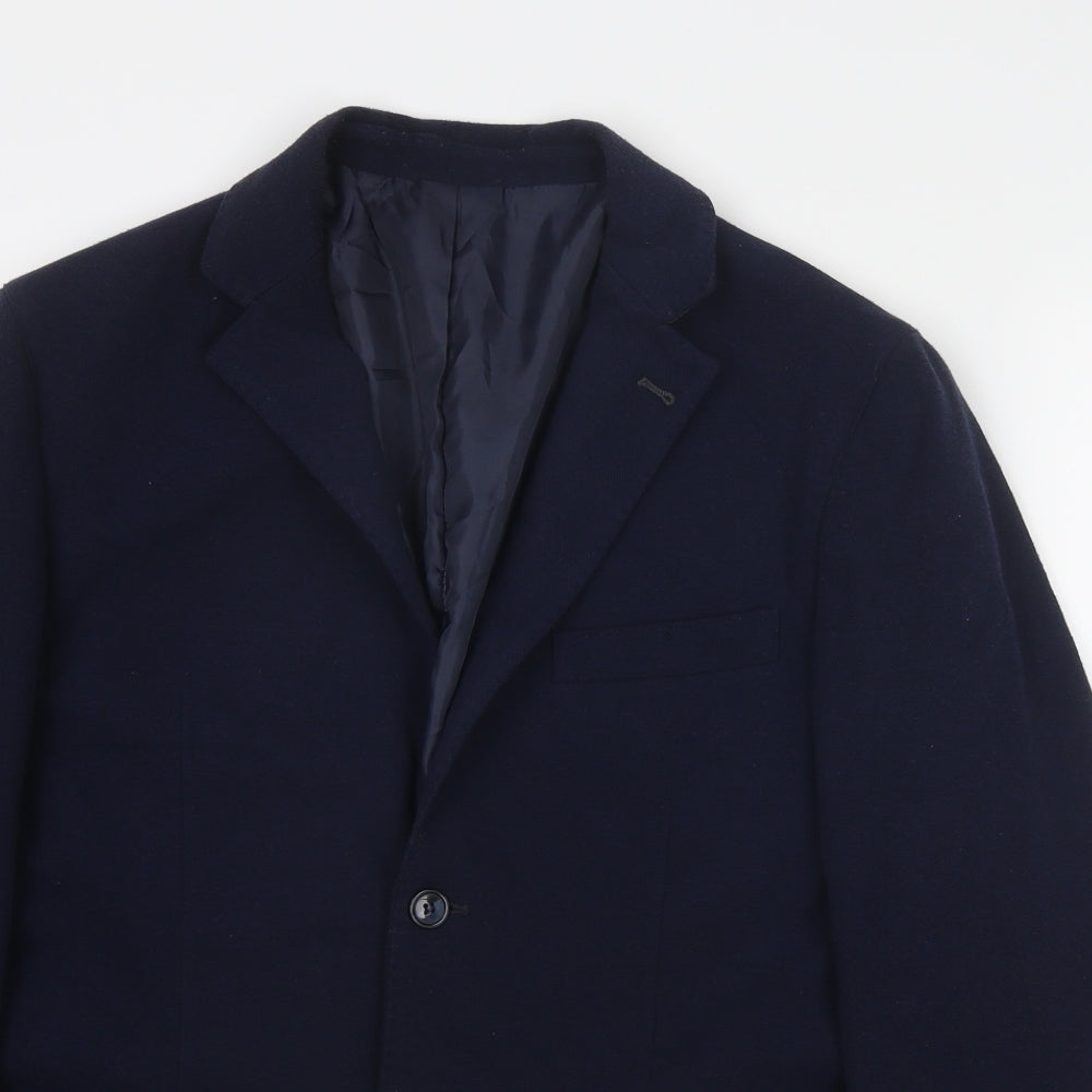 Libero Mens Blue Polyester Jacket Suit Jacket Size 36 Regular