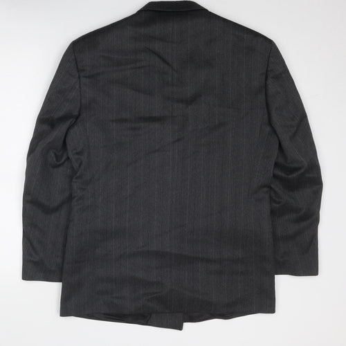 James Barry Mens Grey Striped Polyester Jacket Blazer Size 40 Regular