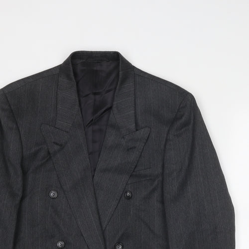 James Barry Mens Grey Striped Polyester Jacket Blazer Size 40 Regular