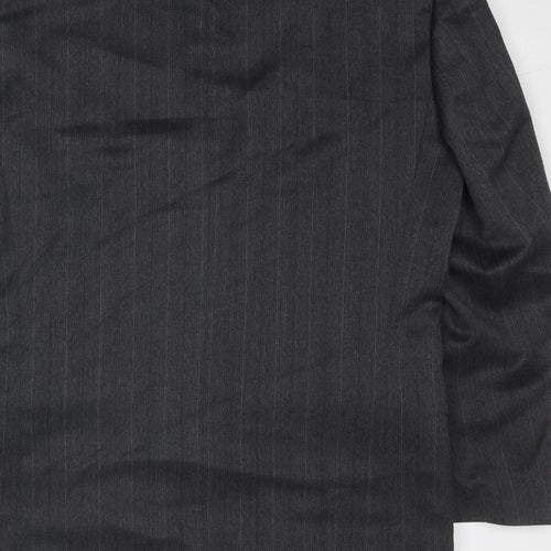 James Barry Mens Grey Striped Polyester Jacket Blazer Size 40 Regular