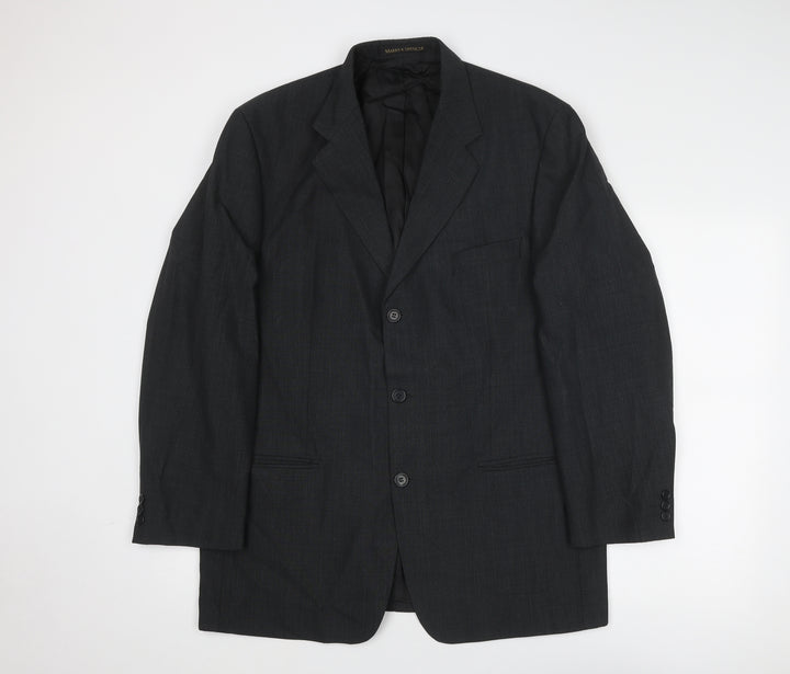 Marks and Spencer Mens Grey Polyester Jacket Blazer Size 42 Regular