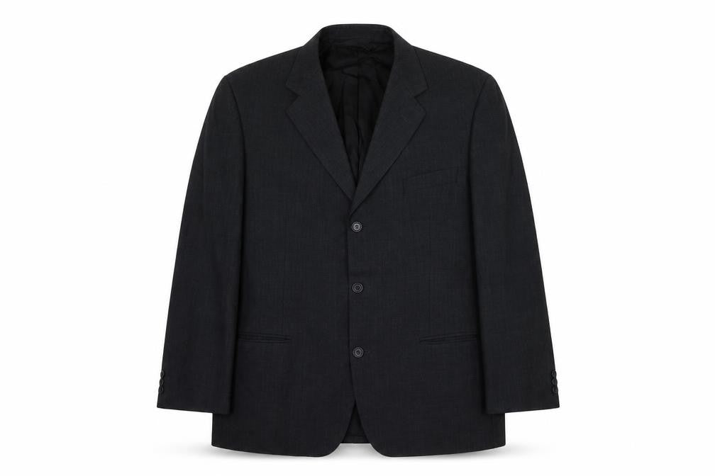 Front view of Marks & Spencer men’s grey polyester jacket blazer, size 42, regular