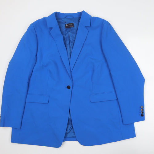 Marks and Spencer Womens Blue Polyester Jacket Suit Jacket Size 24