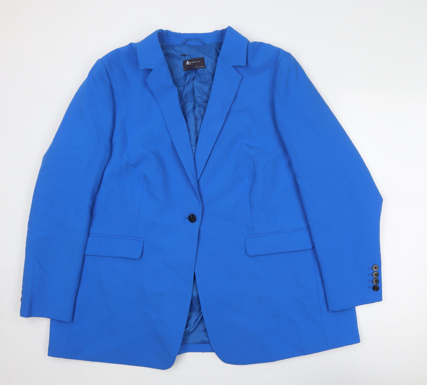 Marks and Spencer Womens Blue Polyester Jacket Suit Jacket Size 24