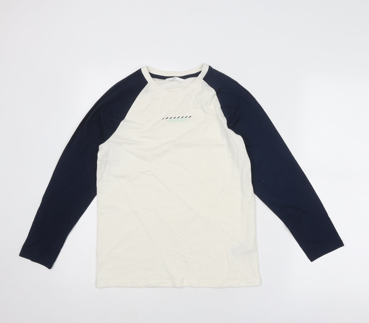 Marks and Spencer Boys Ivory Cotton Basic T-Shirt Size 10-11 Years Round Neck Pullover