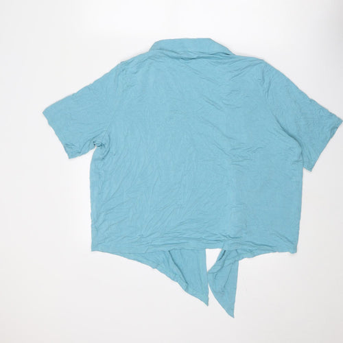 EWM Womens Blue Viscose Kimono Blouse Size 22 V-Neck