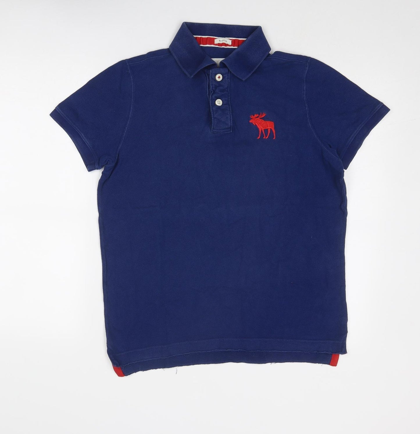 Abercrombie & Fitch Mens Blue Cotton Polo Size L Collared Button