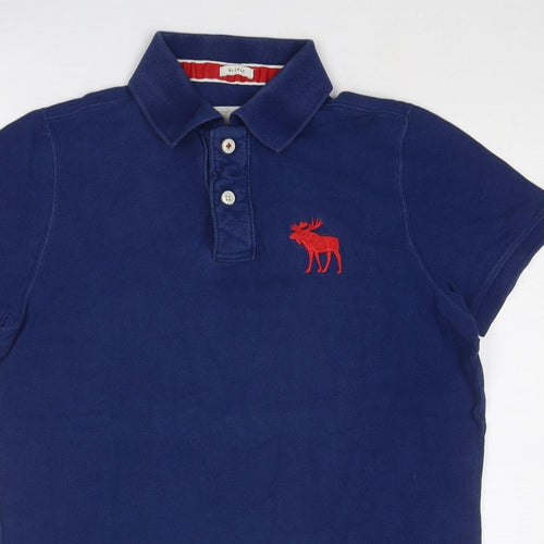 Abercrombie & Fitch Mens Blue Cotton Polo Size L Collared Button
