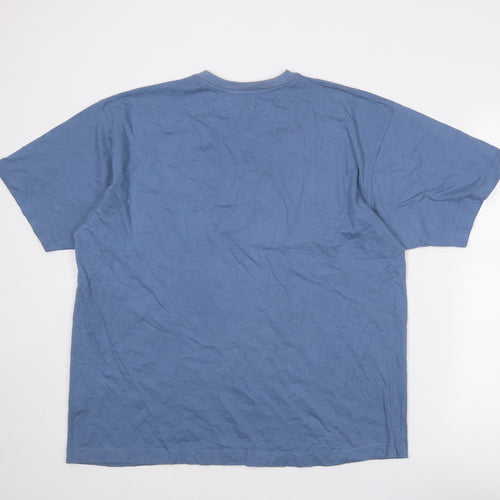 Zantos Mens Blue Cotton T-Shirt Size L Round Neck