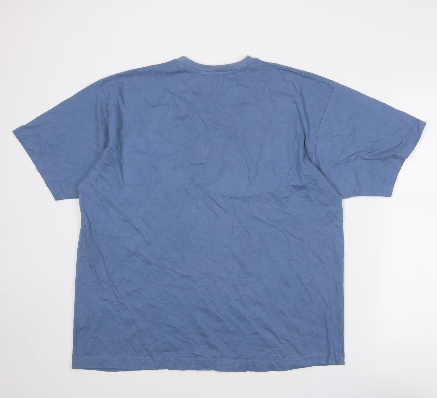 Zantos Mens Blue Cotton T-Shirt Size L Round Neck