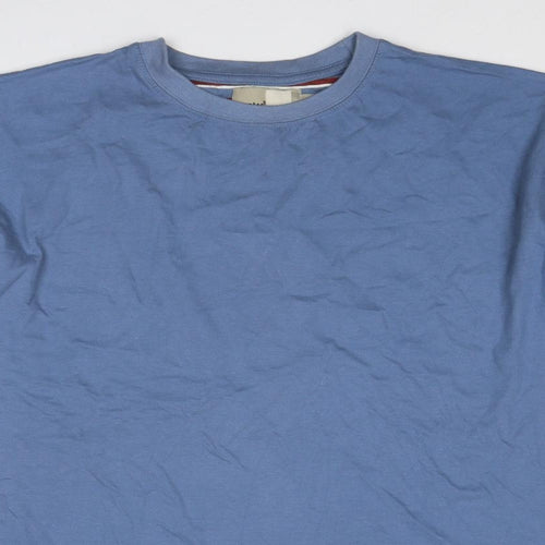 Zantos Mens Blue Cotton T-Shirt Size L Round Neck