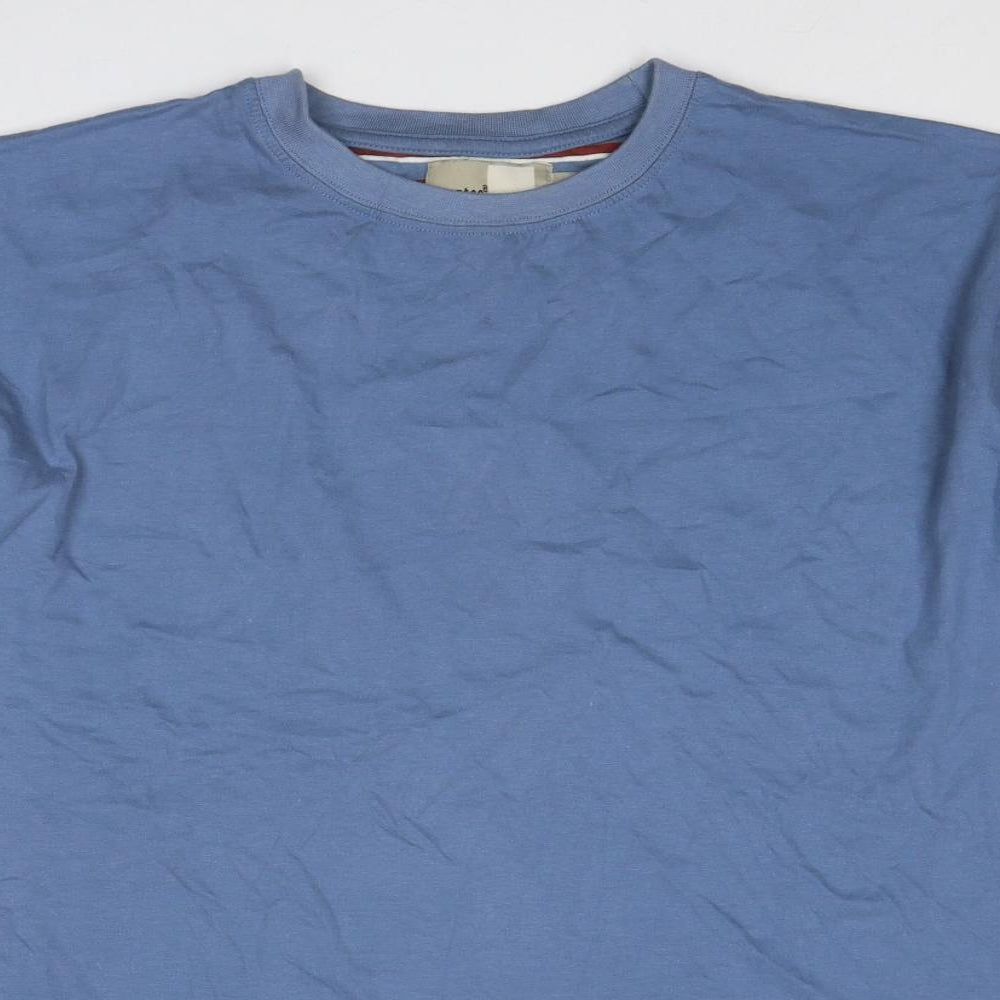 Zantos Mens Blue Cotton T-Shirt Size L Round Neck
