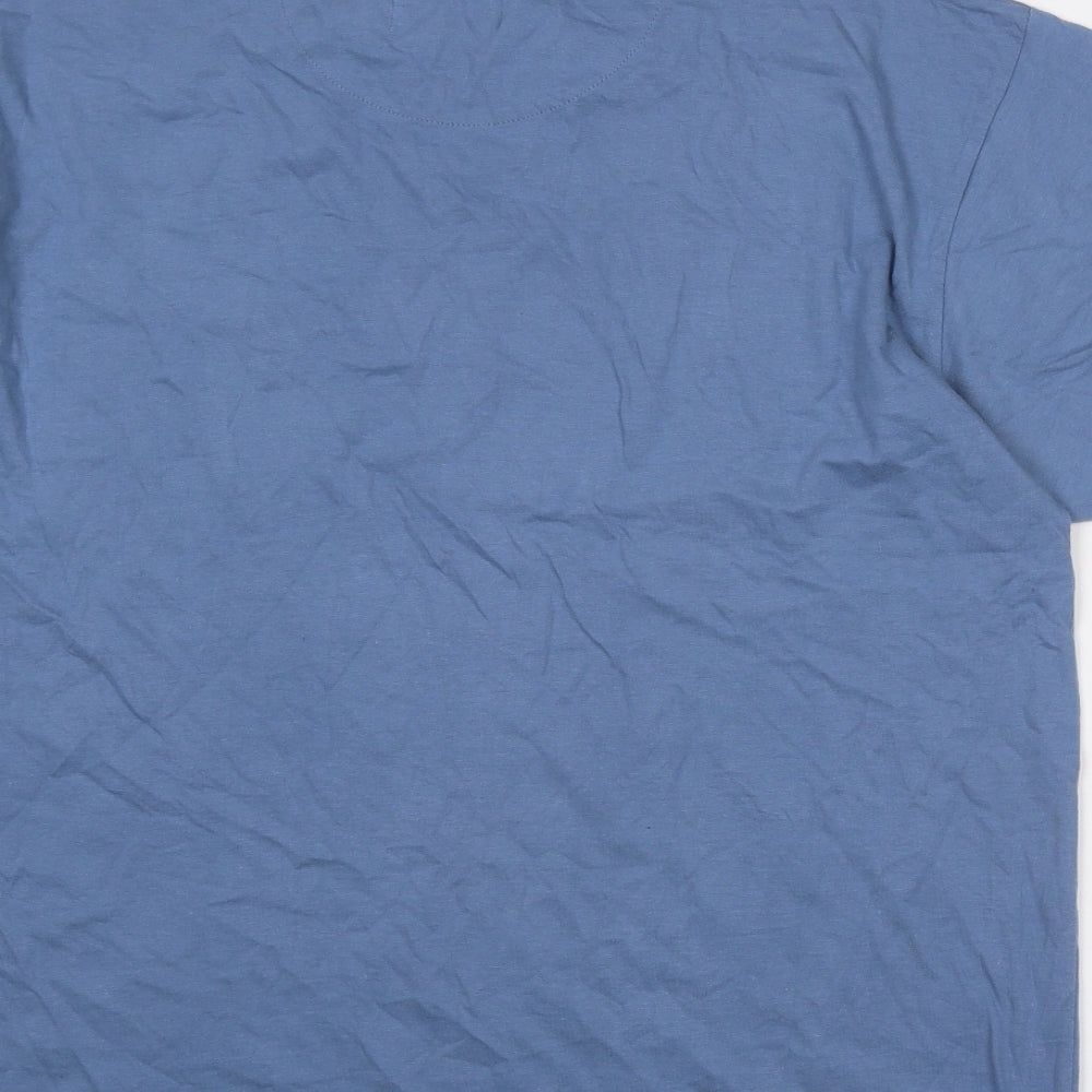 Zantos Mens Blue Cotton T-Shirt Size L Round Neck