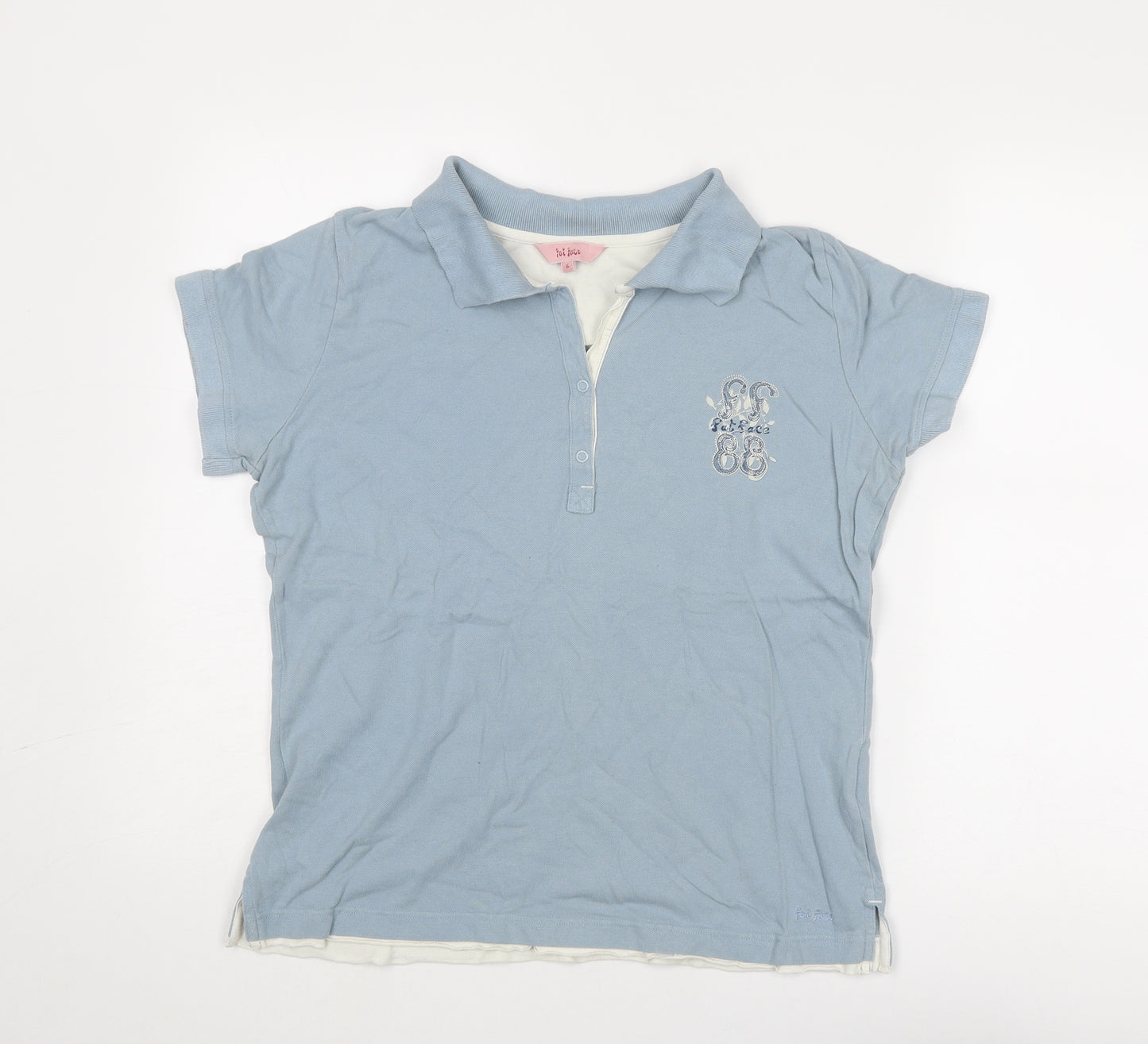 Fat Face Womens Blue Cotton Basic Polo Size 16 Collared