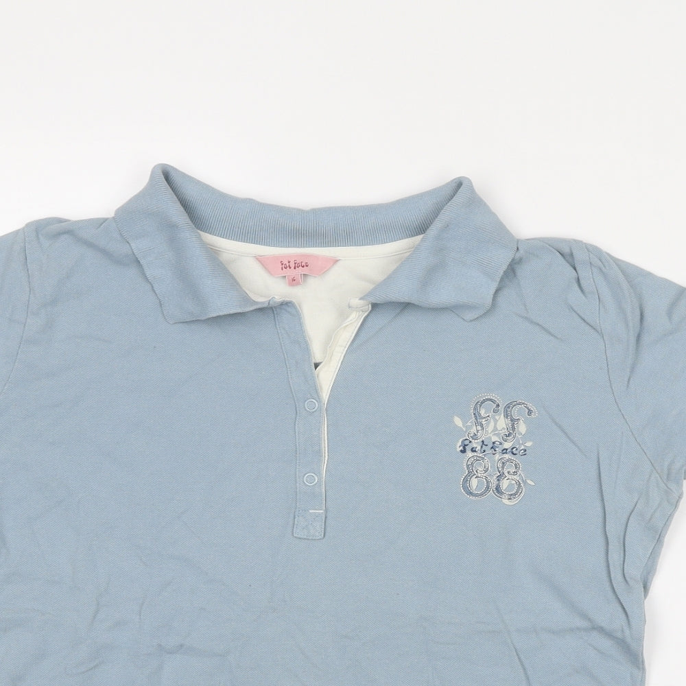 Fat Face Womens Blue Cotton Basic Polo Size 16 Collared