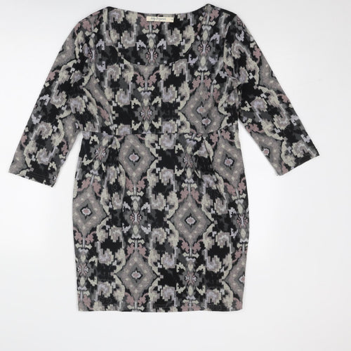 Lily Originals Womens Multicoloured Geometric Polyester Mini Size 12 Boat Neck Pullover