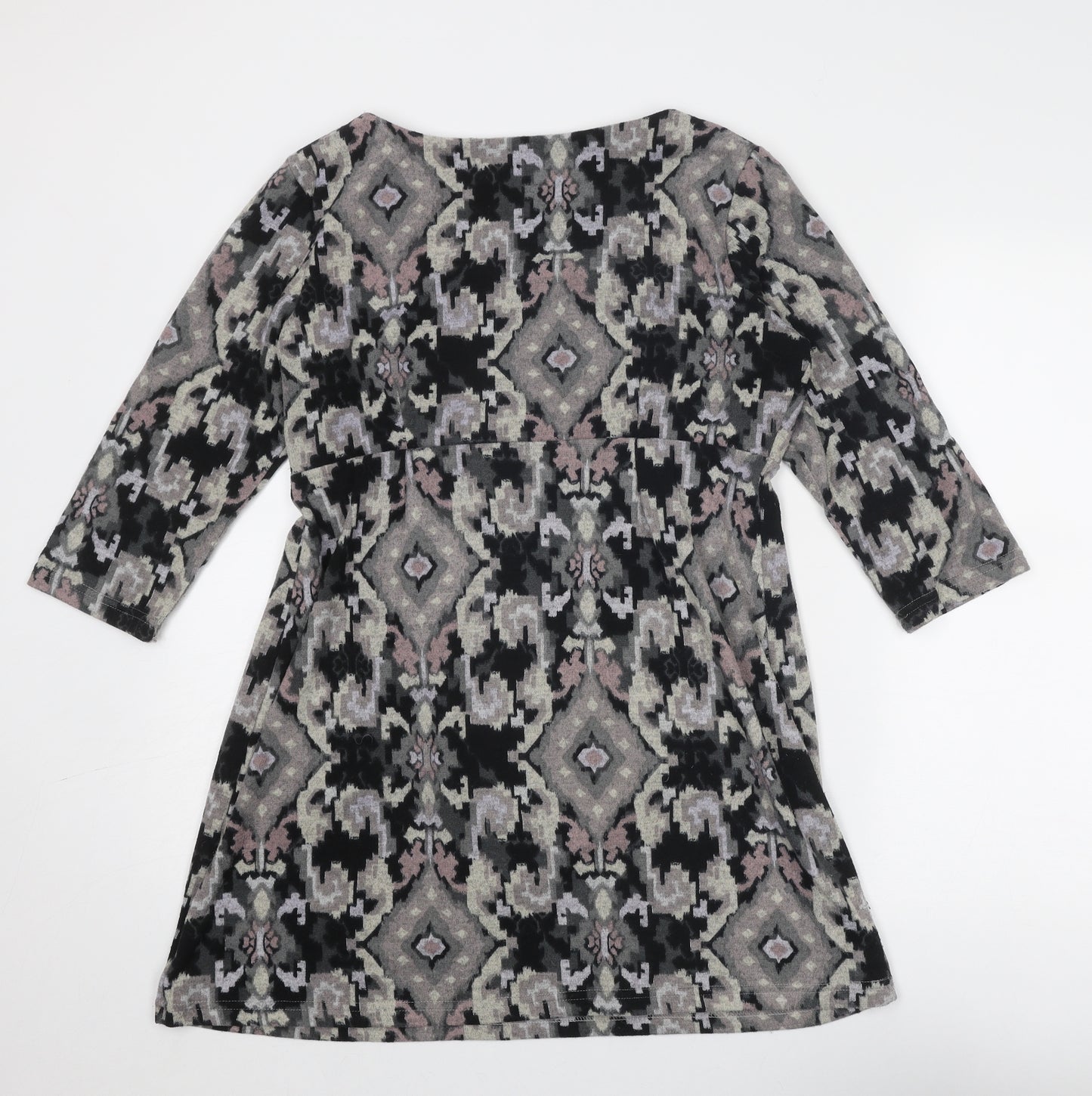 Lily Originals Womens Multicoloured Geometric Polyester Mini Size 12 Boat Neck Pullover