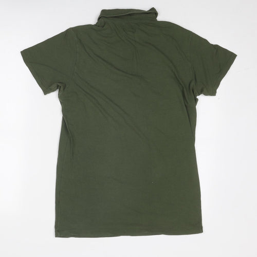 Diesel-Co Mens Green Cotton Polo Size L Collared Button