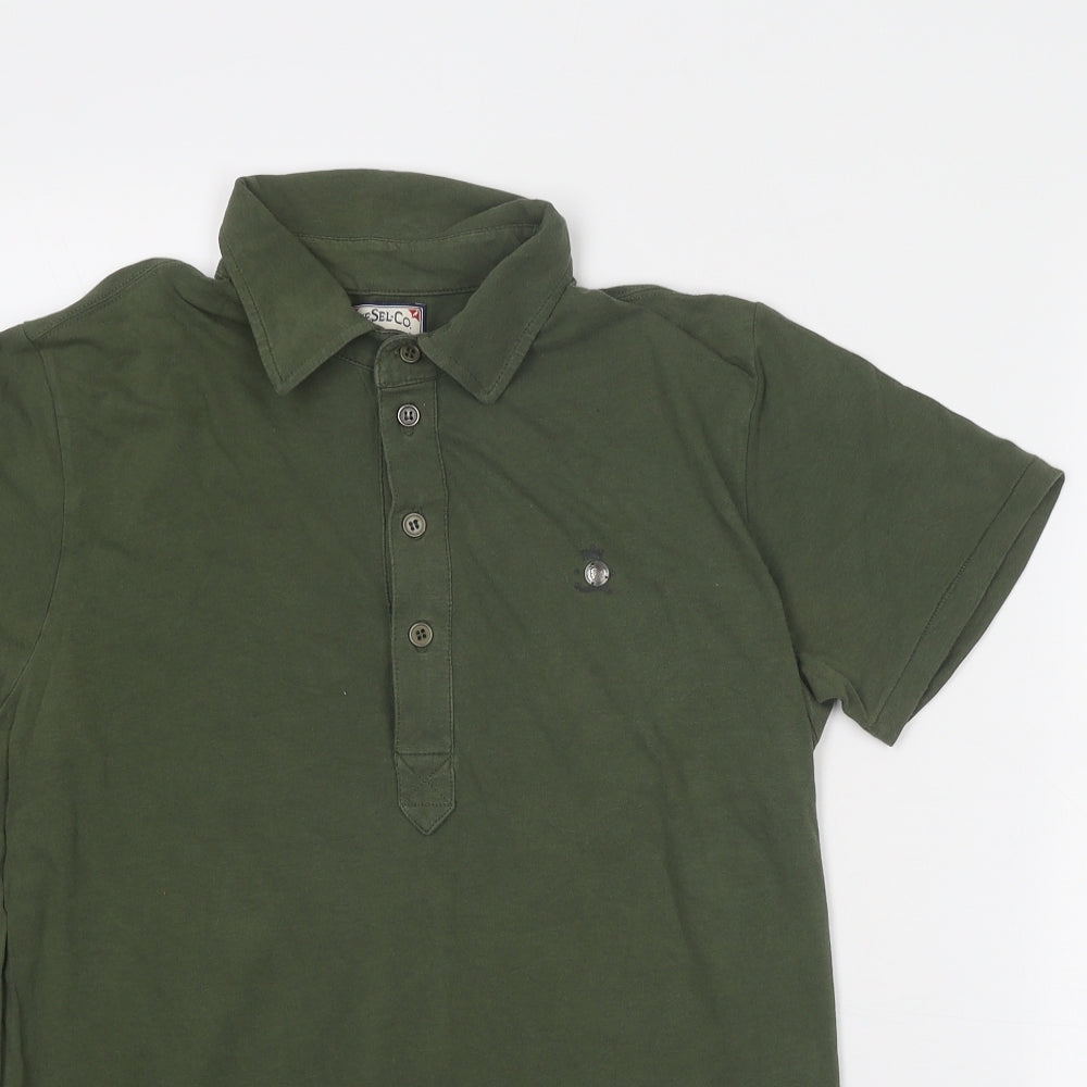 Diesel-Co Mens Green Cotton Polo Size L Collared Button