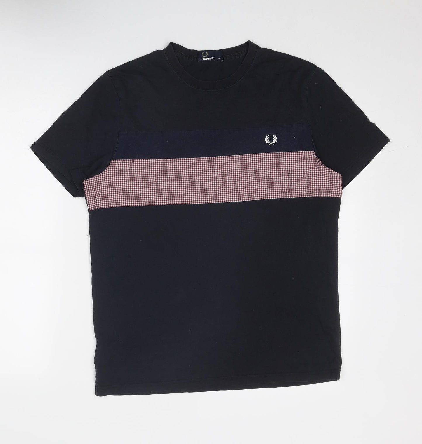 Fred Perry Mens Blue Colourblock Cotton T-Shirt Size M Round Neck