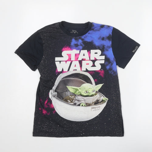 Star Wars Boys Black Cotton Basic T-Shirt Size 11 Years Round Neck Pullover - Baby Yoda