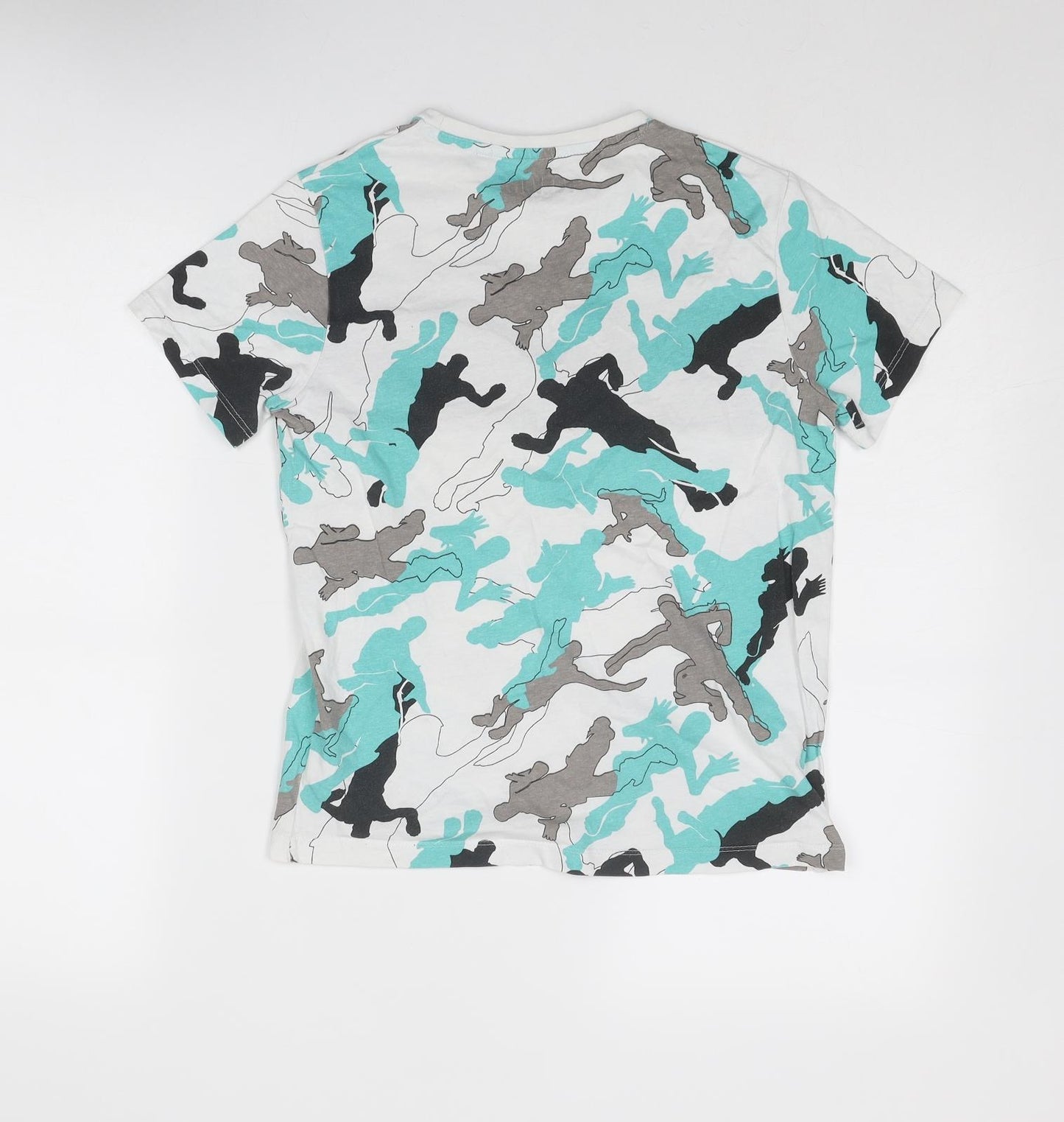 Fortnite Boys Multicoloured Geometric Cotton Basic T-Shirt Size 10 Years Round Neck Pullover