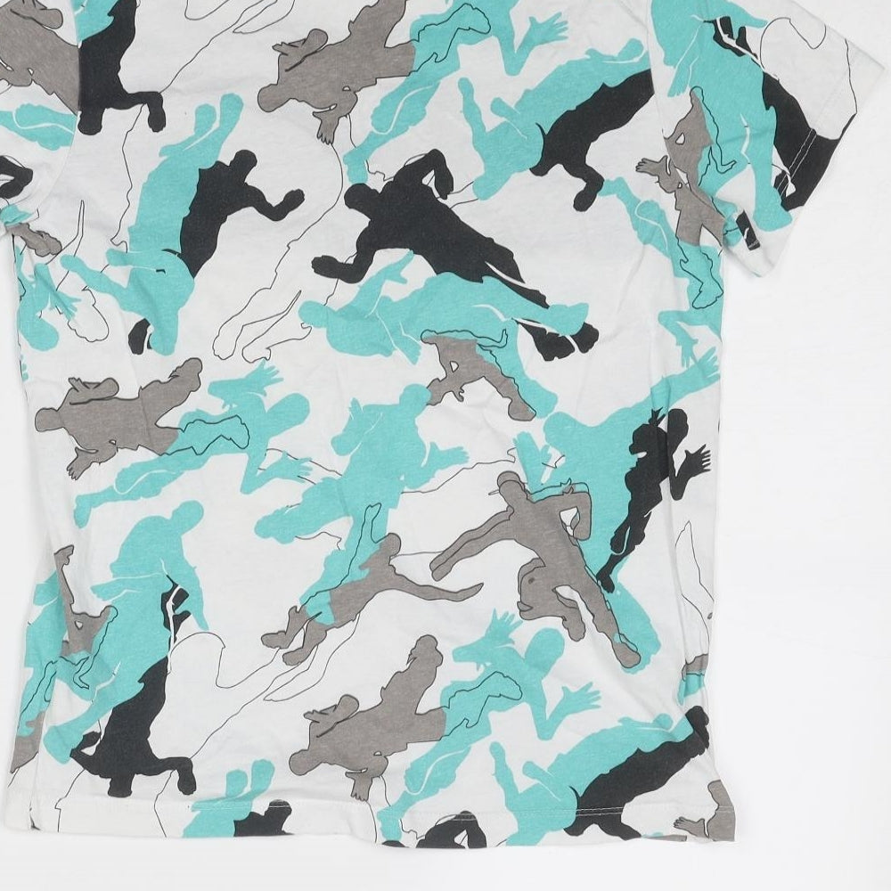 Fortnite Boys Multicoloured Geometric Cotton Basic T-Shirt Size 10 Years Round Neck Pullover