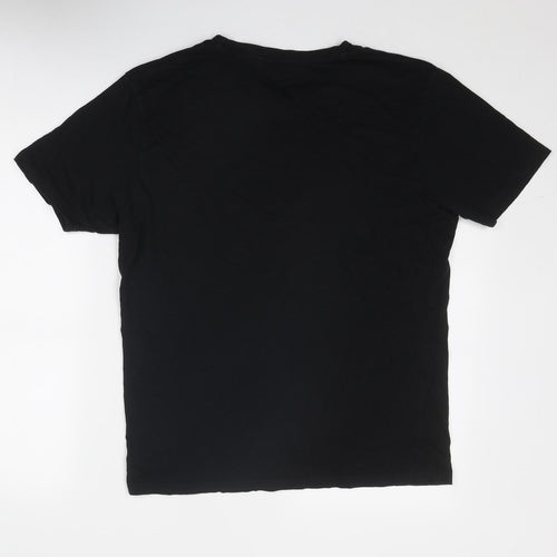 Farah Mens Black Cotton T-Shirt Size L Round Neck