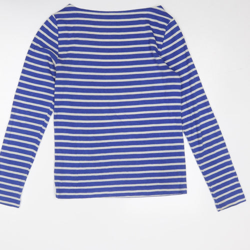 Gap Womens Blue Striped Cotton Basic T-Shirt Size L Round Neck
