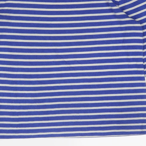 Gap Womens Blue Striped Cotton Basic T-Shirt Size L Round Neck