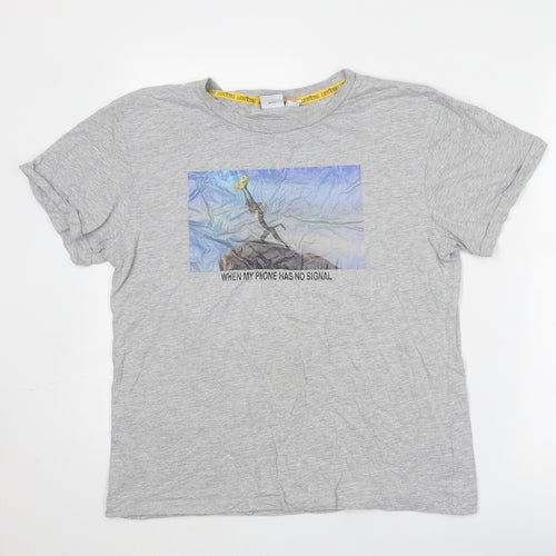 Disney Womens Grey Cotton Basic T-Shirt Size 12 Round Neck - The Lion King, Size 12-14