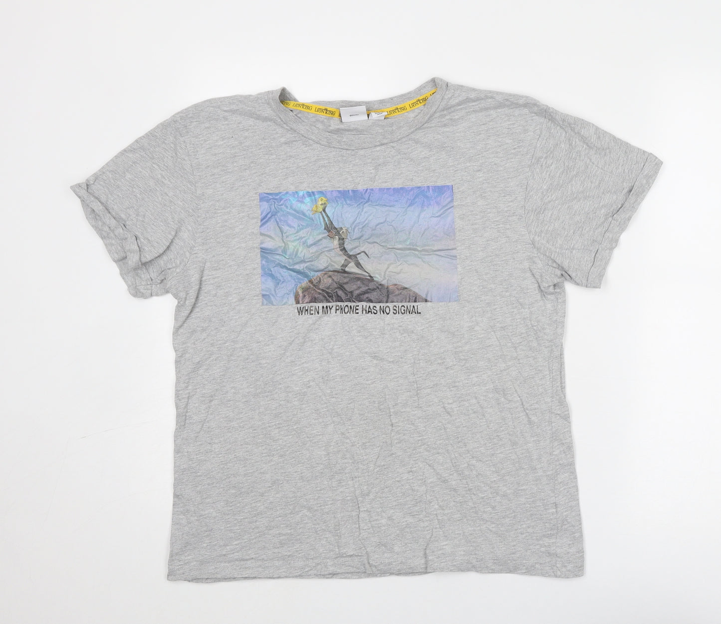 Disney Womens Grey Cotton Basic T-Shirt Size 12 Round Neck - The Lion King, Size 12-14