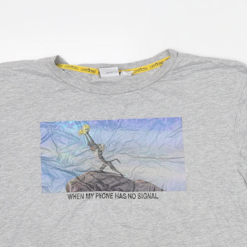 Disney Womens Grey Cotton Basic T-Shirt Size 12 Round Neck - The Lion King, Size 12-14