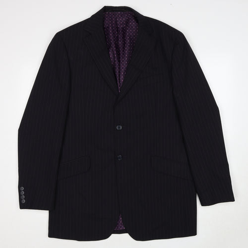 Marks and Spencer Mens Black Striped Polyacrylate Fibre Jacket Suit Jacket Size 42 Regular