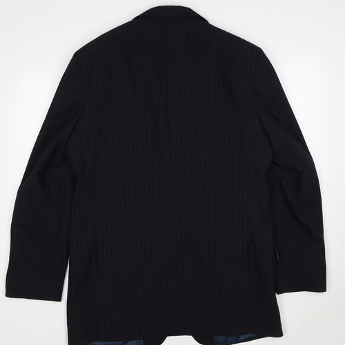 Marks and Spencer Mens Black Striped Polyacrylate Fibre Jacket Suit Jacket Size 42 Regular