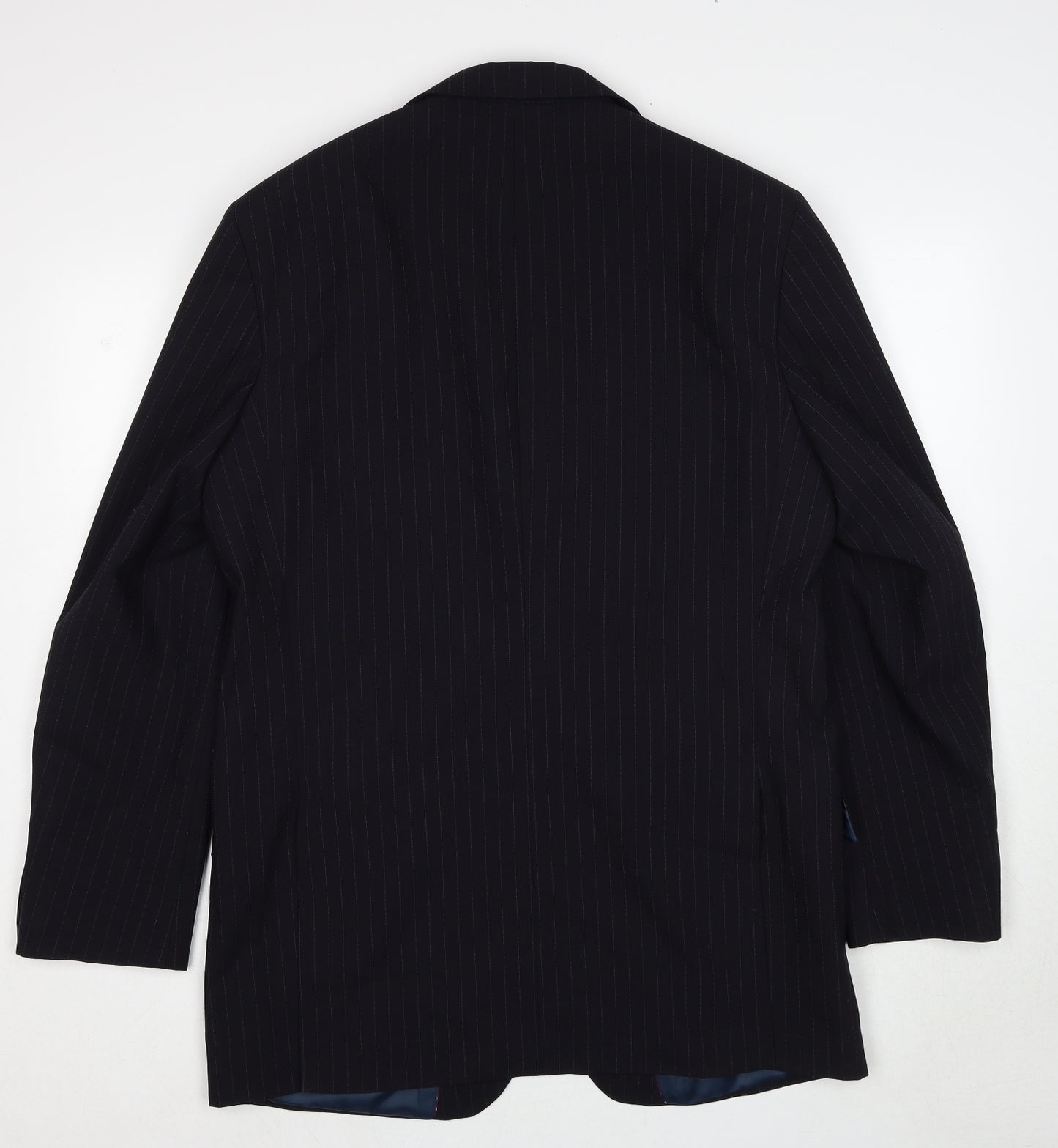 Marks and Spencer Mens Black Striped Polyacrylate Fibre Jacket Suit Jacket Size 42 Regular