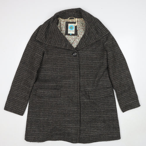 White Stuff Womens Grey Overcoat Coat Size 16 Button