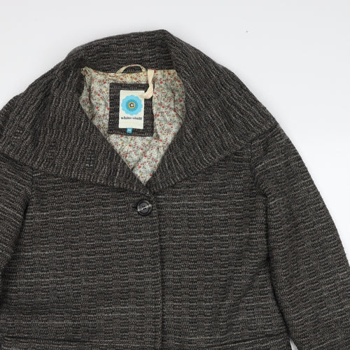 White Stuff Womens Grey Overcoat Coat Size 16 Button