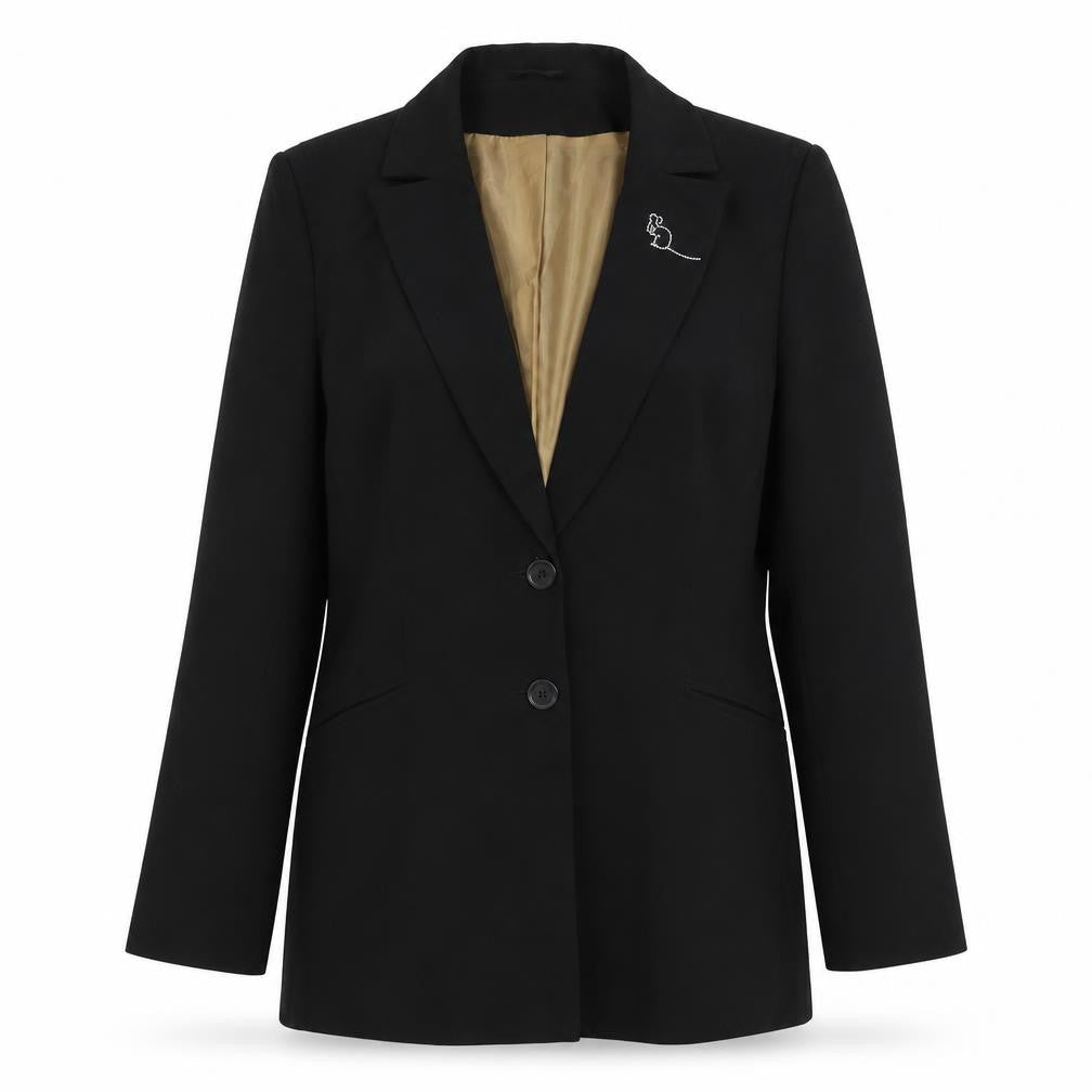 Front view of Dorothy Perkins women’s black polyester jacket suit jacket, size UK 14