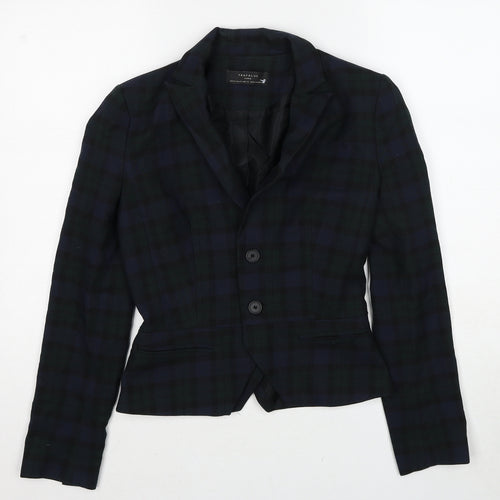 Zara Womens Green Plaid Polyacrylate Fibre Jacket Blazer Size XS