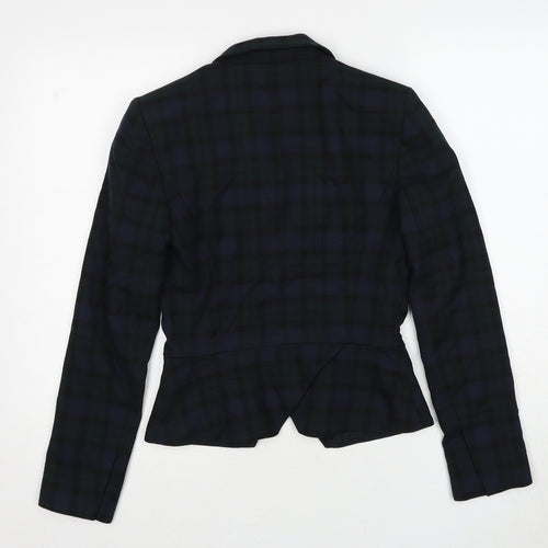 Zara Womens Green Plaid Polyacrylate Fibre Jacket Blazer Size XS