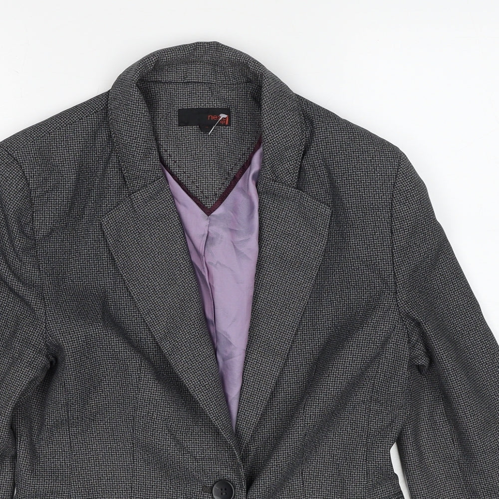 NEXT Womens Grey Geometric Polyester Jacket Blazer Size 10