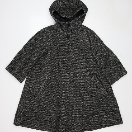 H&M Womens Black Geometric Jacket Size 6 Button