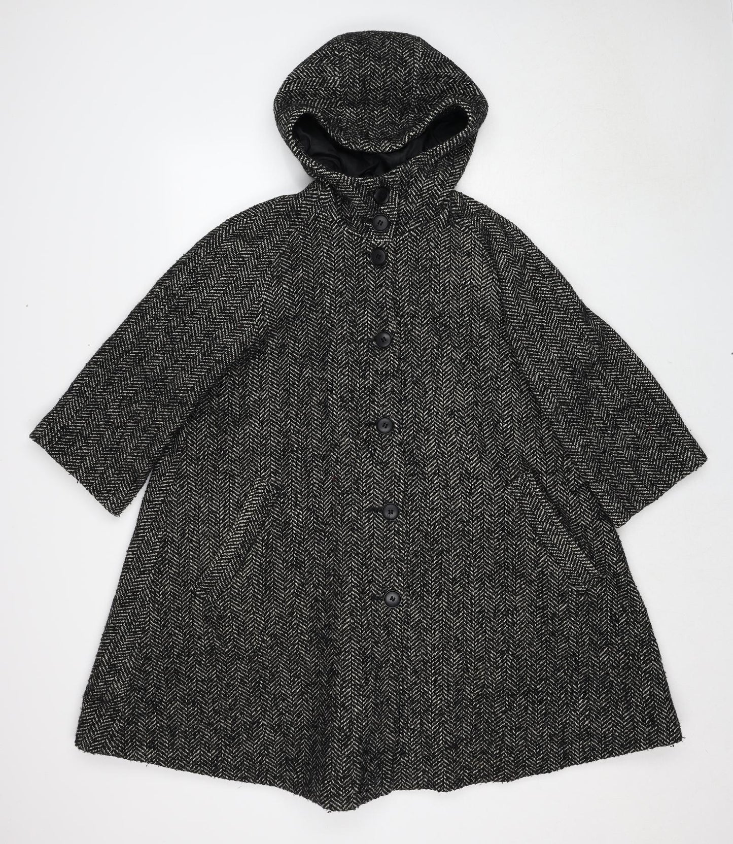 H&M Womens Black Geometric Jacket Size 6 Button