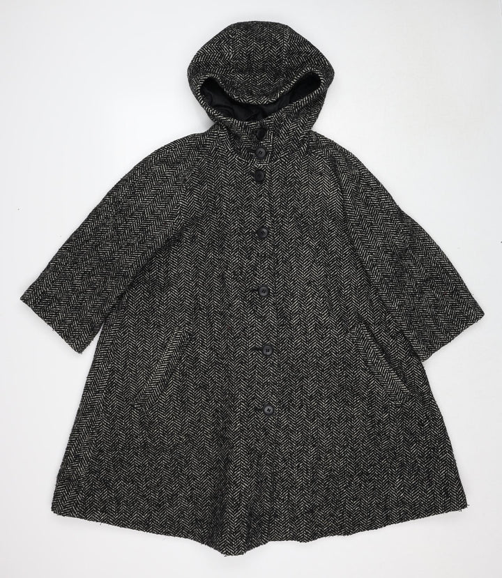 H&M Womens Black Geometric Jacket Size 6 Button