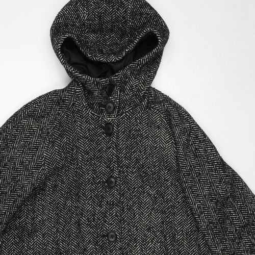 H&M Womens Black Geometric Jacket Size 6 Button