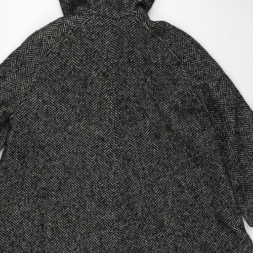 H&M Womens Black Geometric Jacket Size 6 Button