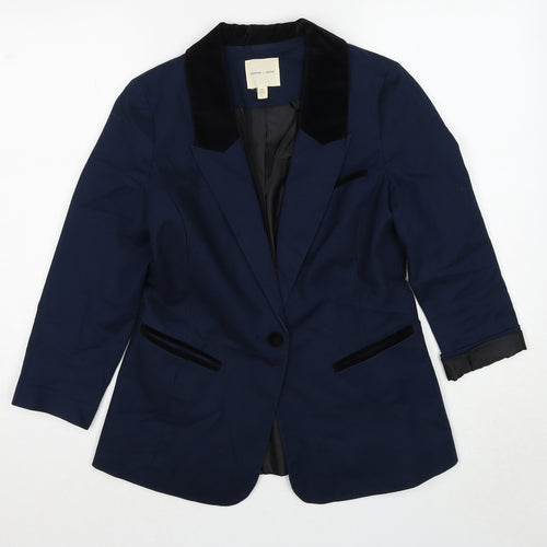 Silence + Noise Womens Blue Cotton Jacket Suit Jacket Size M