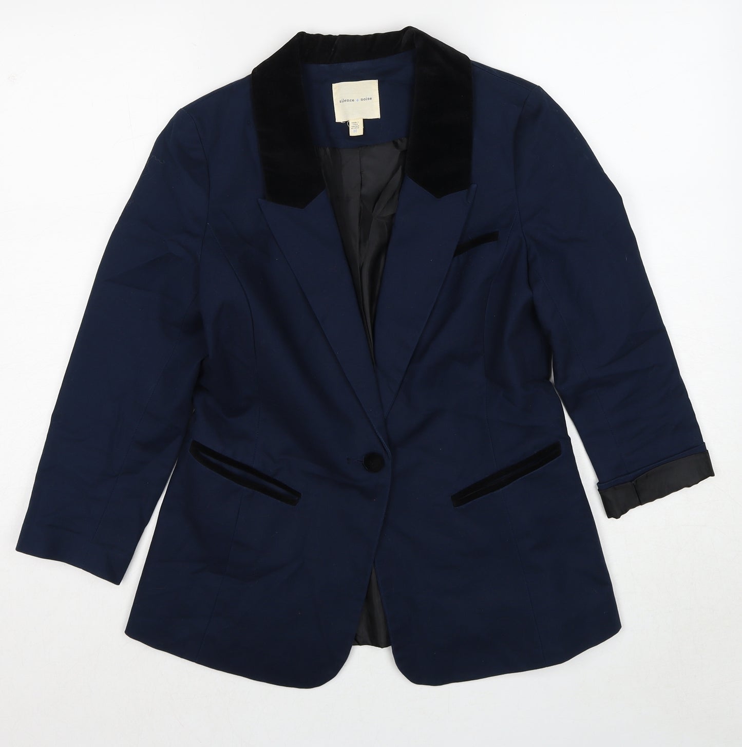 Silence + Noise Womens Blue Cotton Jacket Suit Jacket Size M