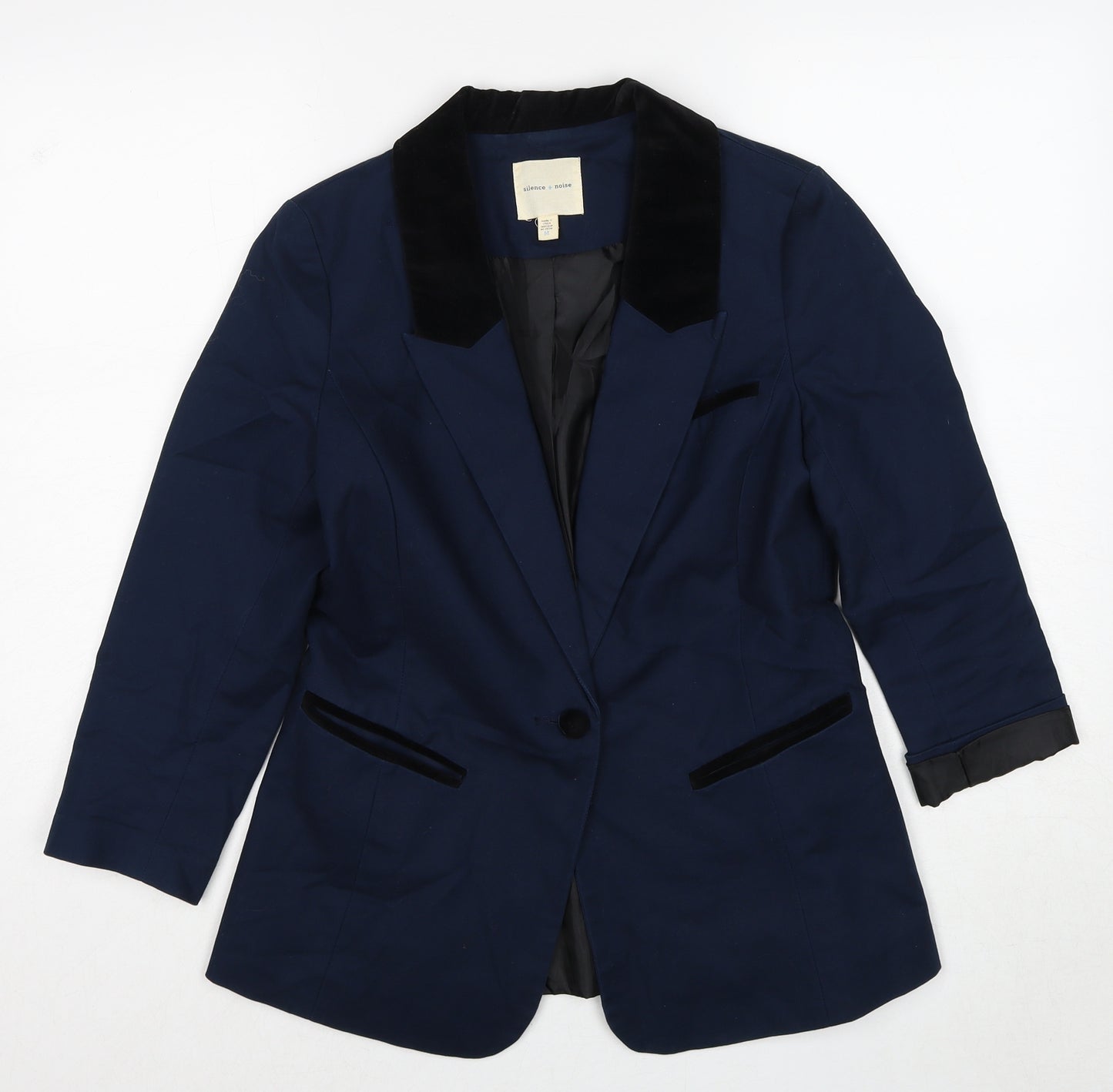 Silence + Noise Womens Blue Cotton Jacket Suit Jacket Size M